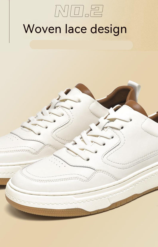 Tenis Blanco de Cuero Doble Capa para Hombre - Estilo Coreano Casual - Image 24