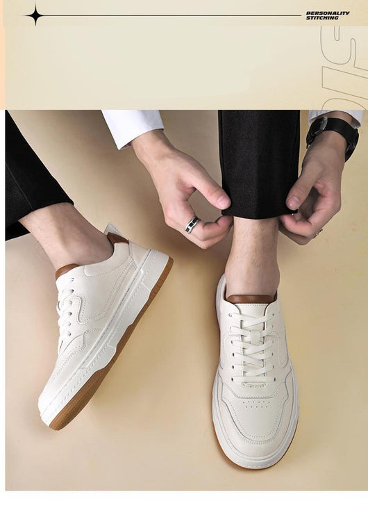 Tenis Blanco de Cuero Doble Capa para Hombre - Estilo Coreano Casual - Image 25