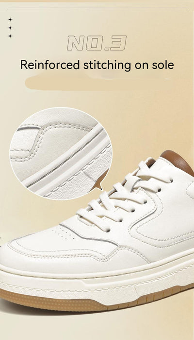 Tenis Blanco de Cuero Doble Capa para Hombre - Estilo Coreano Casual - Image 28
