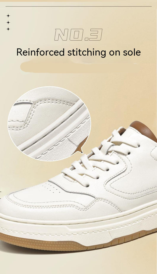 Tenis Blanco de Cuero Doble Capa para Hombre - Estilo Coreano Casual - Image 28