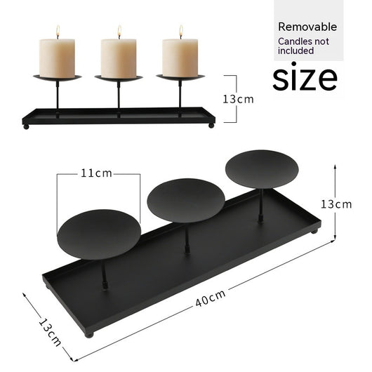 Candelabro de Tres Brazos Modular con Plato Grande para Velas de Pilar de 4 Pulgadas - Image 8