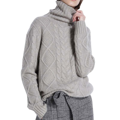 Suéter Suelto de Cuello Alto para Mujer - Pullover Versátil - Image 11