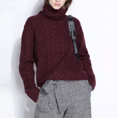 Suéter Suelto de Cuello Alto para Mujer - Pullover Versátil - Image 12