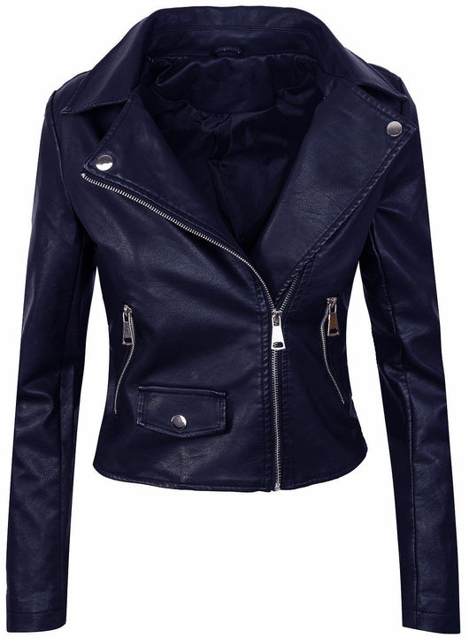 Chaqueta de Cuero PU Corta Ajustada con Cierre para Mujer - Abrigo Elegante Otoño Invierno - Image 15