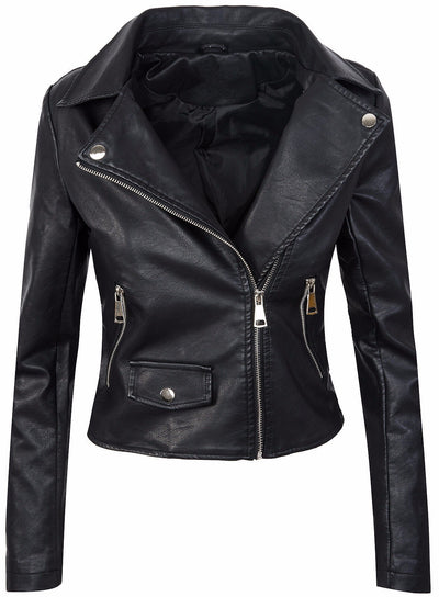 Chaqueta de Cuero PU Corta Ajustada con Cierre para Mujer - Abrigo Elegante Otoño Invierno - Image 16