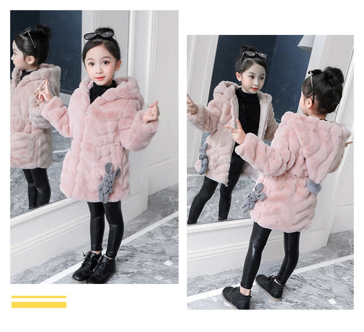 Abrigo Infantil Niña Invierno Estilo Coreano Piel Sintética Acolchado Cálido - Image 21