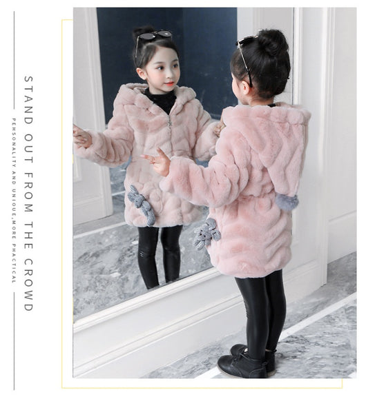 Abrigo Infantil Niña Invierno Estilo Coreano Piel Sintética Acolchado Cálido - Image 26