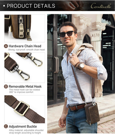 Bolsa Bandolera de Cuero Vintage para Hombre - Estilo Retro Casual - Image 23