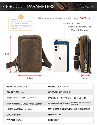 Bolsa Bandolera de Cuero Vintage para Hombre - Estilo Retro Casual - Image 37