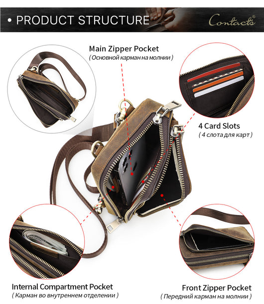 Bolsa Bandolera de Cuero Vintage para Hombre - Estilo Retro Casual - Image 38