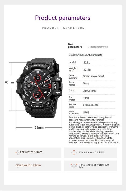 Reloj Inteligente Deportivo Resistente al Agua con Doble Luminosidad para Hombre - Image 11