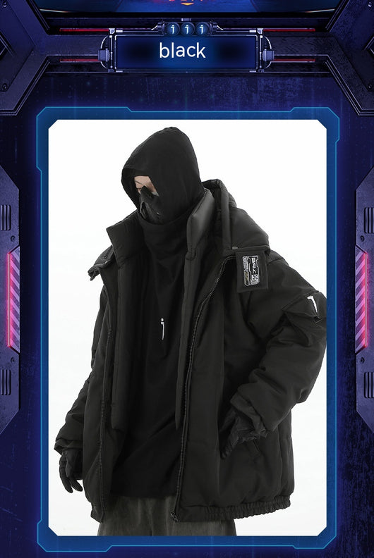 Chaqueta Abrigo Hombre Cuello Alto con Capucha Desmontable Algodón - Image 11