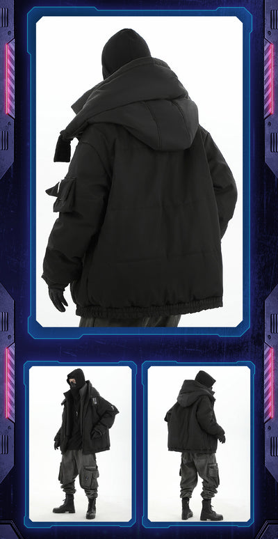 Chaqueta Abrigo Hombre Cuello Alto con Capucha Desmontable Algodón - Image 13