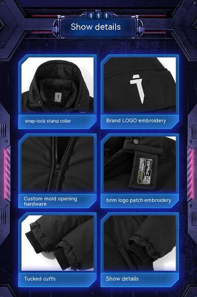 Chaqueta Abrigo Hombre Cuello Alto con Capucha Desmontable Algodón - Image 17