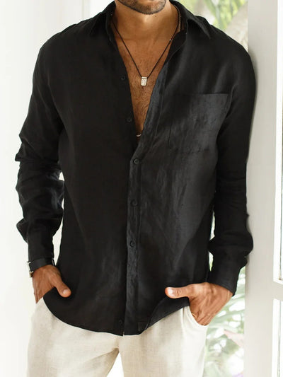 Camisa Estampada de Manga Larga con Solapa para Hombre - Image 16