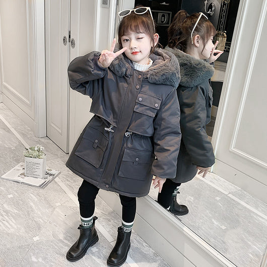 Abrigo Acolchado Cálido con Capucha para Niñas - Forro Polar Interior - Image 12