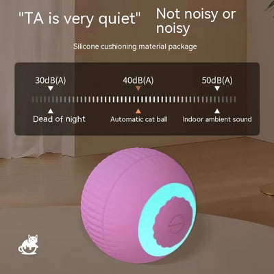Pink gravity rolling cat teasing ball with a power button, designed to entertain and engage cats. - Image 16