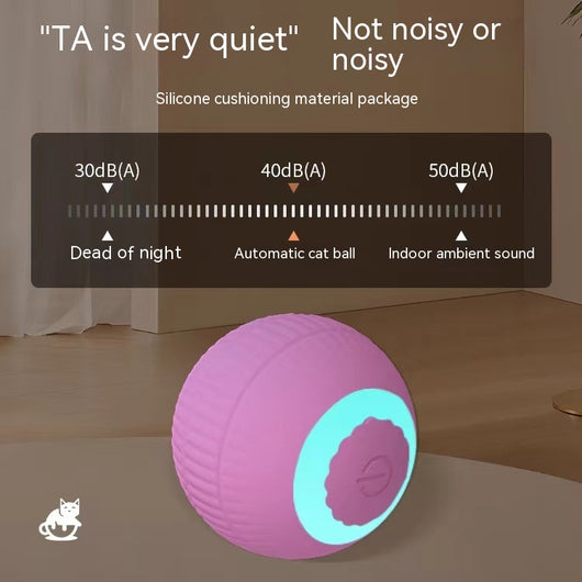 Pink gravity rolling cat teasing ball with a power button, designed to entertain and engage cats. - Image 16