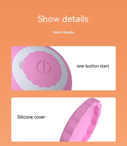 Pink gravity rolling cat teasing ball with a power button, designed to entertain and engage cats. - Image 17