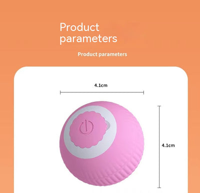 Pink gravity rolling cat teasing ball with a power button, designed to entertain and engage cats. - Image 20
