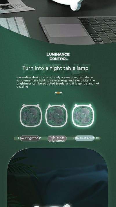 Ventilador Portátil Recargable con Luz Nocturna - Diseño Infantil para Escritorio y Cabecera - Image 33