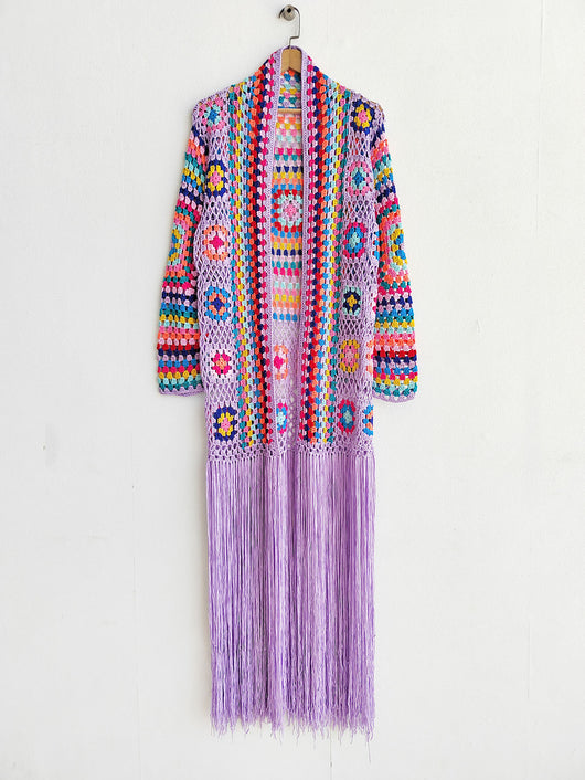 Cardigan Tejido a Mano con Flecos y Diseño Asimétrico Multicolor - Image 20
