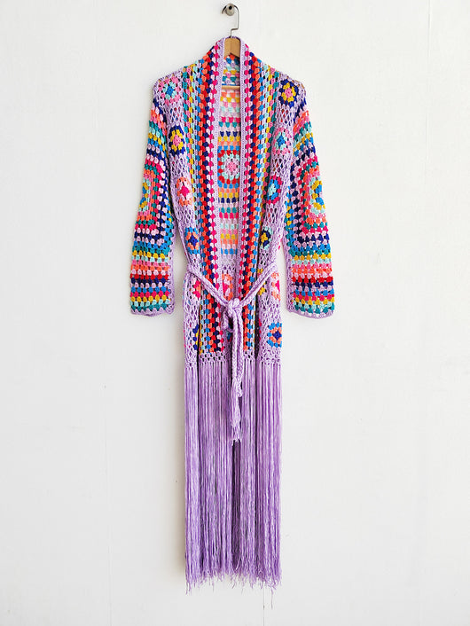 Cardigan Tejido a Mano con Flecos y Diseño Asimétrico Multicolor - Image 22
