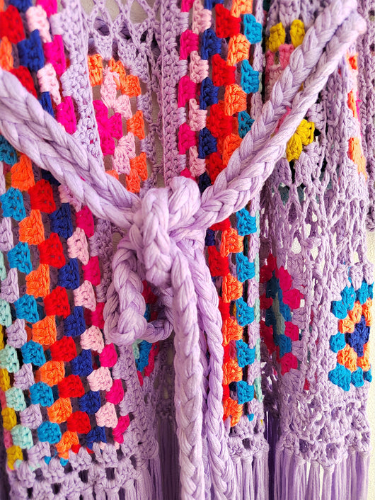 Cardigan Tejido a Mano con Flecos y Diseño Asimétrico Multicolor - Image 33