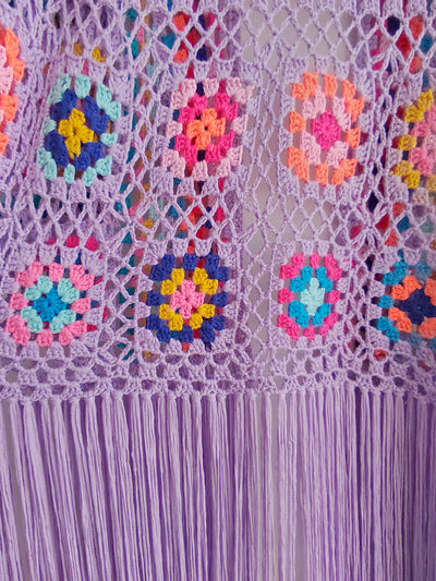Cardigan Tejido a Mano con Flecos y Diseño Asimétrico Multicolor - Image 35