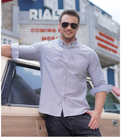 Camisa Casual Holgada de Algodón para Hombre Talla Grande - Image 16