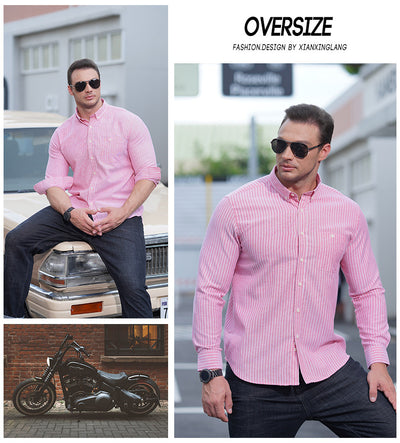 Camisa Casual Holgada de Algodón para Hombre Talla Grande - Image 17