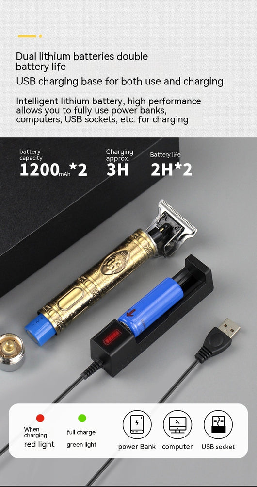 Cortadora de Cabello Profesional Retro con Grabado - Máquina de Afeitar Eléctrica de Precisión - Image 34