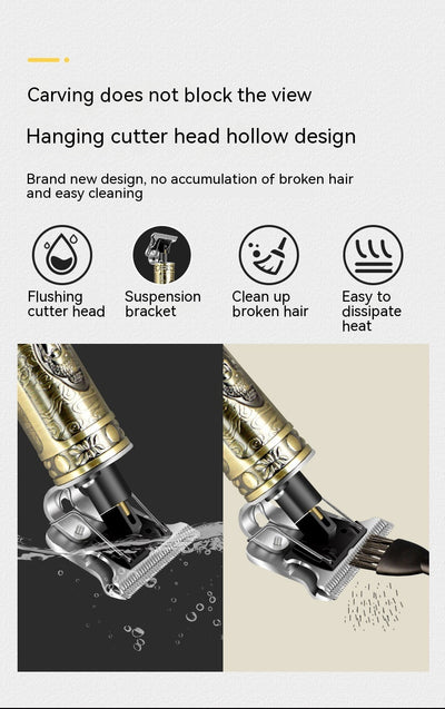 Cortadora de Cabello Profesional Retro con Grabado - Máquina de Afeitar Eléctrica de Precisión - Image 36