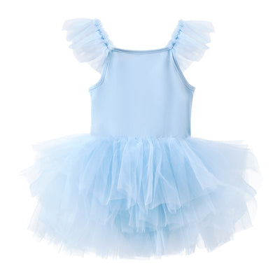 Falda de Gimnasia Azul Cielo para Niñas - Malla Transpirable Hoja Danzante - Image 14