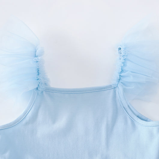 Falda de Gimnasia Azul Cielo para Niñas - Malla Transpirable Hoja Danzante - Image 16