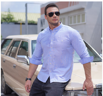 Camisa Casual Holgada de Algodón para Hombre Talla Grande - Image 24