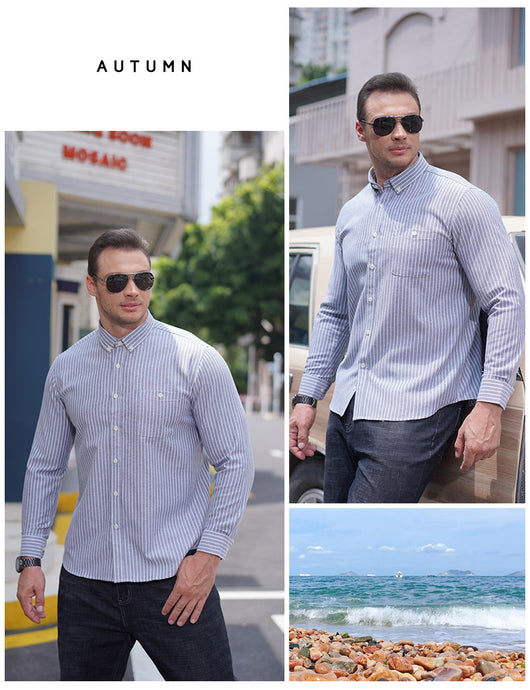 Camisa Casual Holgada de Algodón para Hombre Talla Grande - Image 27