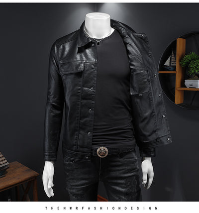 Chaqueta de Cuero PU para Motociclista con Solapa - Estilo Masculino - Image 37