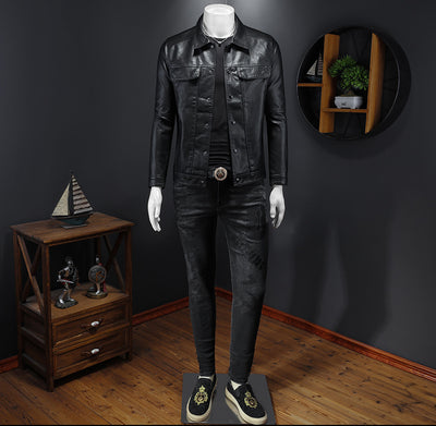 Chaqueta de Cuero PU para Motociclista con Solapa - Estilo Masculino - Image 39
