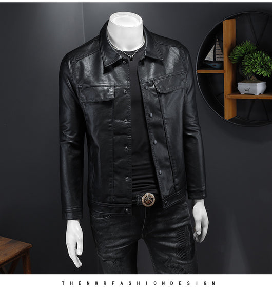 Chaqueta de Cuero PU para Motociclista con Solapa - Estilo Masculino - Image 40