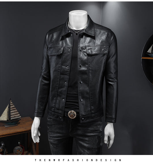 Chaqueta de Cuero PU para Motociclista con Solapa - Estilo Masculino - Image 42