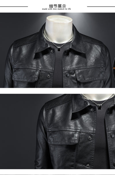 Chaqueta de Cuero PU para Motociclista con Solapa - Estilo Masculino - Image 43
