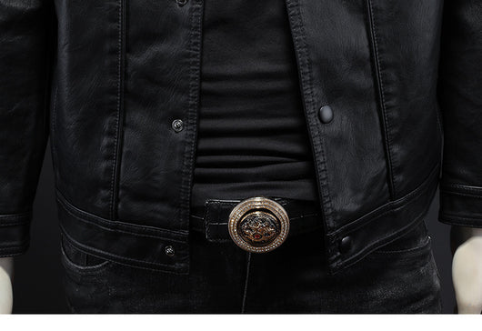 Chaqueta de Cuero PU para Motociclista con Solapa - Estilo Masculino - Image 46
