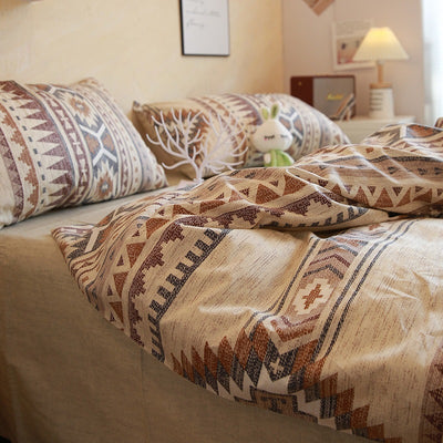 Juego de Cama Bohemio Marrón con Patrón Geométrico - Image 16