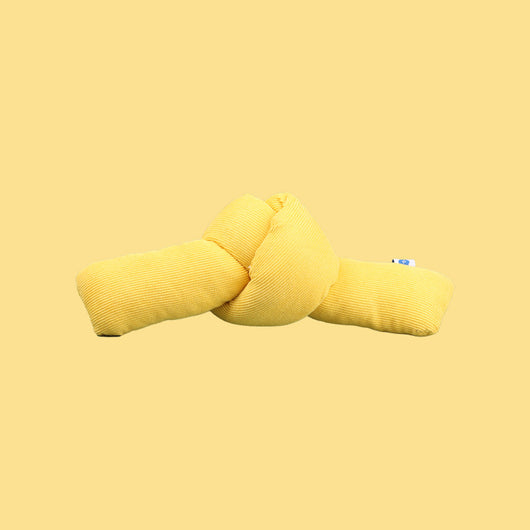 Light green knotted cat toy with a ribbed texture and a small tag, designed for biting and play. - Image 11