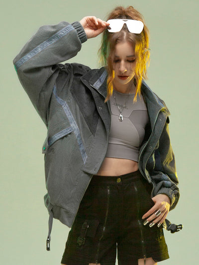 Chaqueta Corta Estilo Locomotora con Doble Cuello de Pana - Image 17