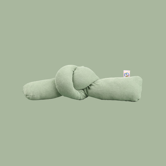 Light green knotted cat toy with a ribbed texture and a small tag, designed for biting and play. - Image 21