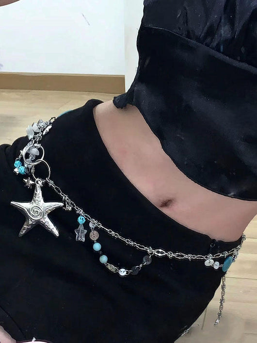 Cadena de Cintura con Colgante de Piedra Cristal Estrella de Mar Natural - Image 6