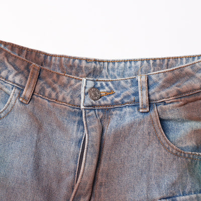 Jeans Vintage Patchwork de Cintura Alta y Pierna Ancha con Efecto Desgastado - Image 28