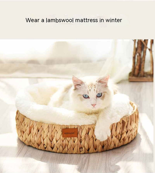 Nido Cálido para Gatos con Rascador de Ratán Invierno - Image 16
